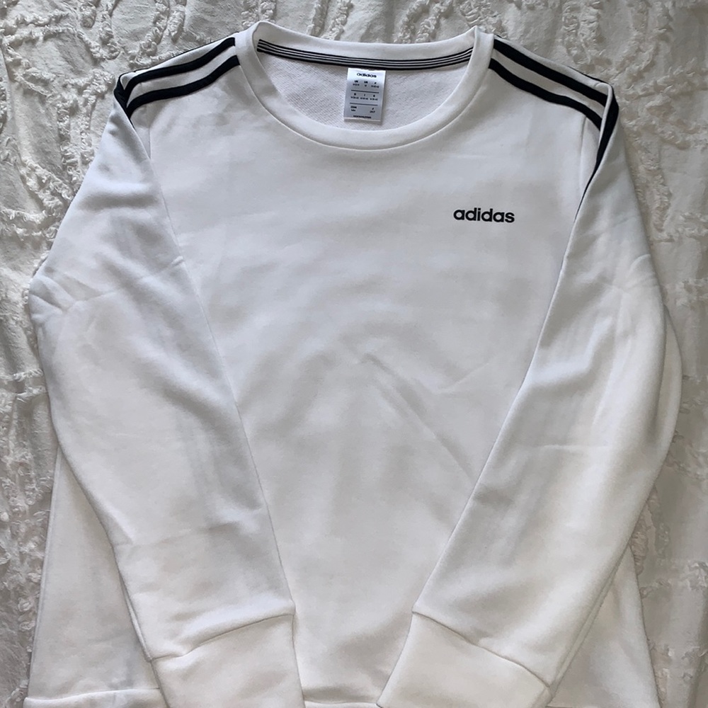 White Adidas Crewneck Sweatshirt